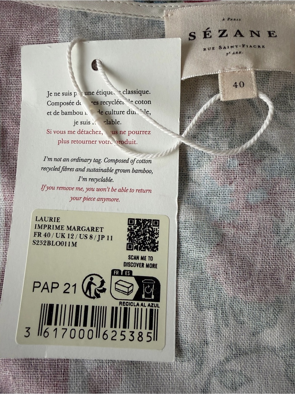 NWT Sézane Laurie Blouse Margaret Print - Size 8/40 - Picture 8 of 14